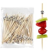 100PCS Cocktail Picks Toothpicks for Appetizers Silver Bamboo Cocktail Sticks Skewers for Drinks ...