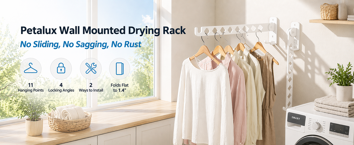 Laundry Drying Rack Wall Mounted Foldable