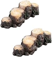 2Pcs Miniature Resin Stump Micro Landscape Fairy Garden Ornament Mini Doll House Outdoor Landscap...