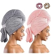 Hair Towel Microfiber Wrap for Women: Large Hair Drying Towel for Curly Long Thick Hair - Turban ...