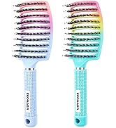 2 Pack Detangling Brush Getting Knots Out without Pain Adds Shine and Makes Hair Smooth,Detangler...