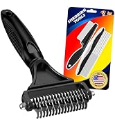 3PCS Pet Grooming Rake & Metal Comb & Flea Comb for Cats and Dogs, Double-Sided Dematting Tool, E...