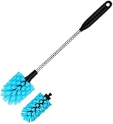 2-in-1 Stainless Steel Long Handled Water Bottle Brush, Multi-Purpose Bottle Scrubbing Brush, Sof...
