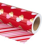 WRAPAHOLIC Reversible Valentine's Day Wrapping Paper - Mini Roll - 17 Inch X 33 Feet - Double Lov...