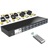 16 Port KVM Switch, MT-VIKI 16X1 Rackmount KVM Switch VGA, Included 16 KVM Cables & IR Remote, Fi...