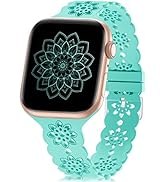 Floral Silicone Band Compatible with Apple Watch Bands 38mm 40mm 42mm 44mm 41mm 45mm 49mm Women M...