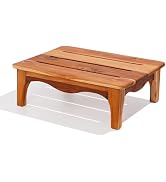 Dynamic-top Wooden Poop Stool for Adults, Solid Teak Wood Bathroom Stool for Pooping, Flat Top To...