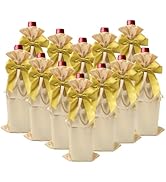 HEVSTIL 10-Pack Satin Wine Bottle Bags – Reusable Gold Wine Gift Bags with Decorative Bows | Perf...
