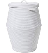 26" x 20" Tall Extra Large Storage Basket with Lid, Cotton Rope Storage Baskets, Woven Laundry Ha...