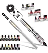 GEINXURN 60Pcs 180° Pivoting 13-Position Adjustable Angle Changeable Mini Ratchet Wrench Set with...