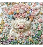 DIADAY 5D Highland Cow Diamond Art Painting Kits for Adults, DIY Crystal Special Shape Diamond Ar...