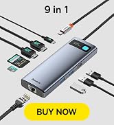Baseus Laptop Docking Station Dual Monitor 9 in 1 USB C Hub up to 4K@120Hz with 2 HDMI, 1000Mbps ...