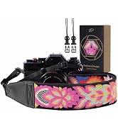 Padwa Lifestyle Colorful Knit Camera Strap - 2" Full Grain Leather Ends Camera Straps for Photogr...