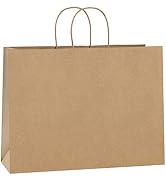 BagDream 16x6x12 Inches 50Pcs Kraft Paper Bags with Handles Bulk Brown Paper Shopping Bags Grocer...