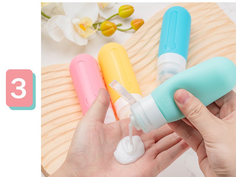 3oz Refillable Travel Accessories for Shampoo Conditioner, BPA Free Travel Bottles with Toiletry Bag