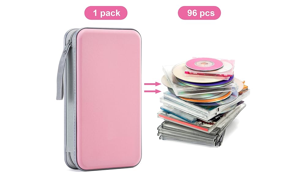 pink dvd case can storage 96pcs dvds