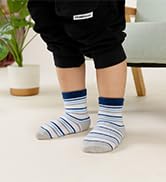 AMENLAN Toddler Non Slip Grips Socks Kids Anti Skid Baby Boys Cotton Crew Socks 12 Pairs