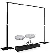 Qoolfoto Pipe and Drape Backdrop Stand Kit 10x10ft, Heavy Duty Back Drop Adjustable Stand with Ca...