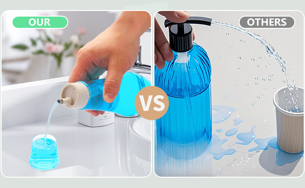 Glass Mouthwash Dispenser with Lid Cup