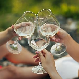22oz Crystal Wine Glasses - Set of 2 Elegant Tall Red & White Wine Clear Stemmed Glass Drinkware w/