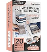 20 Travel Compression Bags Vacuum Packing, Roll Up Travel Space Saver Bags for Luggage, Cruise Sh...