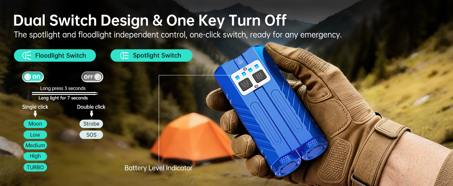 DUAL SWITCH DESIGN & ONE KEY TURN OFF