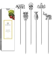 Homestia Cocktail Picks for Drinks, 4.7" Cocktail Toothpicks Metal Cocktail Garnish Skewer, 6Pcs ...