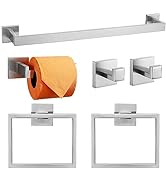 TQKAG 6-Piece Bathroom Towel Bar Sets Brushed Nickel 23.6 inch Towel Bar Stainless Steel Towel Ri...