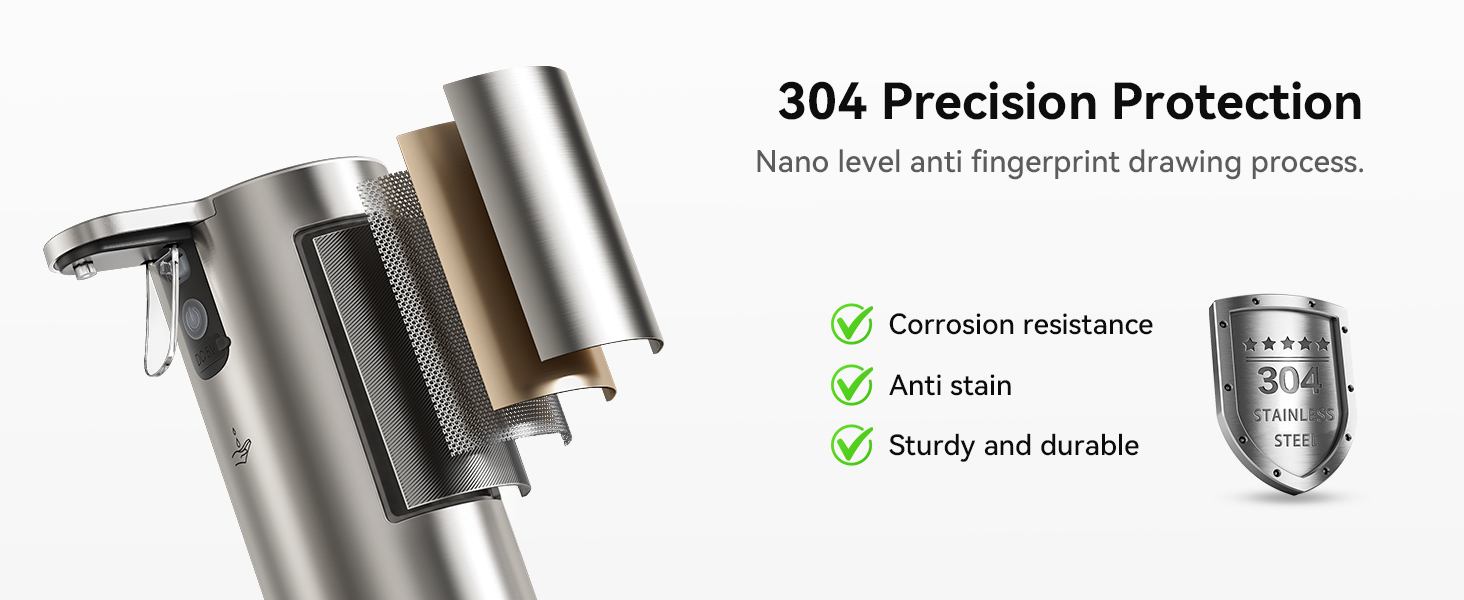 304 Stainless Steel Body Brushed finish for a clean, modern look.