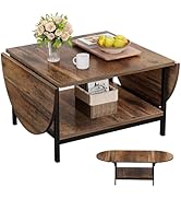 SAYGOER Coffee Table 2-Tier Small Folding Coffee Tables with Storage for Living Room Mid Century ...