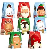 Mocoosy 24 Pack Christmas Party Favor Bags, Xmas Goodie Bags for Kids Birthday Party, Holiday Can...