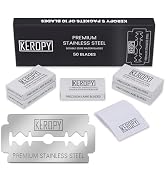 KEROPY Double Edge Safety Razor Blades-50 Count Premium Razor Blades, Surgical Stainless Steel wi...