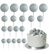 ASTARON 20 Pcs Ball Cake Topper Decorations Mini Balloons Cake Topper Sticks Gray Balls Cake Pick...