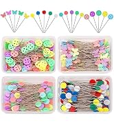 Fteven 400Pcs Flat Head Straight Pins Kits, Sewing Flat Head Pins Set, Colored Head Sewing Pins Q...