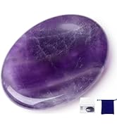 NUKAYAI Thumb Worry Stone Amethyst Crystal Rock Crystals and Healing Stones Oval Natural Tiny Fid...