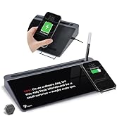 TOWON Glass Desk Whiteboard with Wireless Charger, Desktop Dry Erase Board with Storage & Phone S...