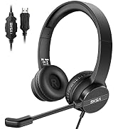 USB Headset with Microphone for PC Laptop, Wired Computer Headset Environmental Noise Canceling H...