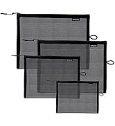 SUPACOOL Set of 4 Black Travel Mesh Cosmetic Makeup Organizer Bags with Zipper diaper bag organiz...