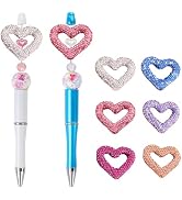 Frinnovan, 6 Pack Rhinestone Beads for Beadable Pens Metal Crystal Cute Loose Large Spacer Bead C...