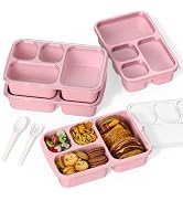 Large Capacity Bento Box for Adults, 4-Piece Set – Stackable Lunch Box with 4 Compartments, Micro...
