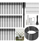 TooTaci Wire Trellis for Climbing Plants Outdoor, 36 Set Black Wall Wire Trellis Kit with 196ft 1...