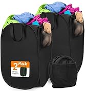 Upgraded Pop-up Laundry Hamper 2 Pack, 70L(18.5 Gal) Laundry Basket with Thickened 600D Oxford Fa...