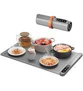 Food Warming Mat, Upgrade Graphene Electric Warming Tray, Fast Full Surface Heating Mat with 6 Le...