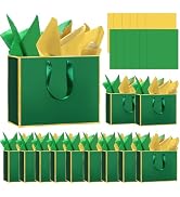 Epoesch 12 Pack Metallic Paper Gift Bags with Handles – Includes Tissue Paper – 11.8"x10"x4" – El...