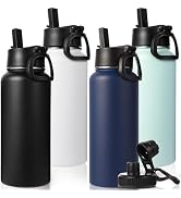 Neihepal 32 oz Insulated Water Bottle Bulk 4 Pack,18/8 Stainless Steel Double Wall Vacuum Flask w...