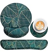 QOMOLAMA 3-in-1 Keyboard Wrist Rest+Mouse Pad with Wrist Rest+Cup pad Set,Anti-Skid, Ergonomic Mo...