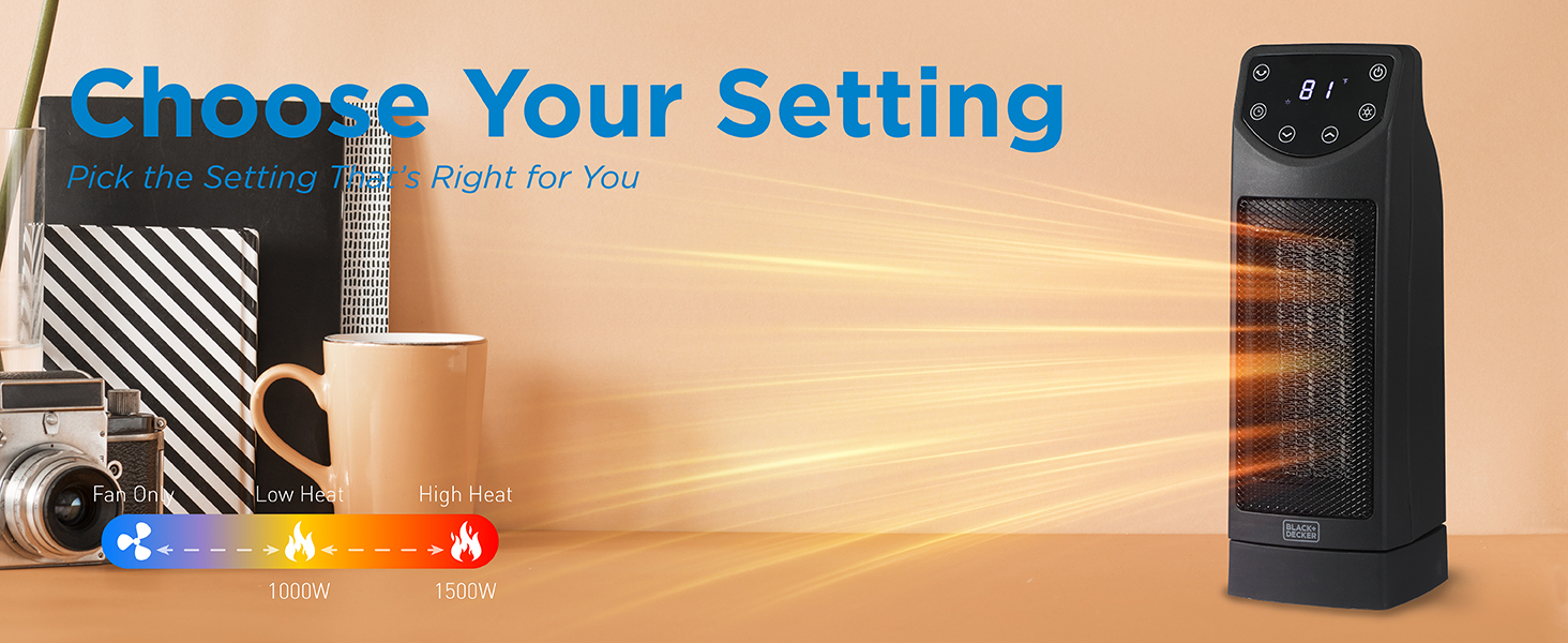 BLACK+DECKER Oscillating Space Heater, Portable Heater with Remote Control