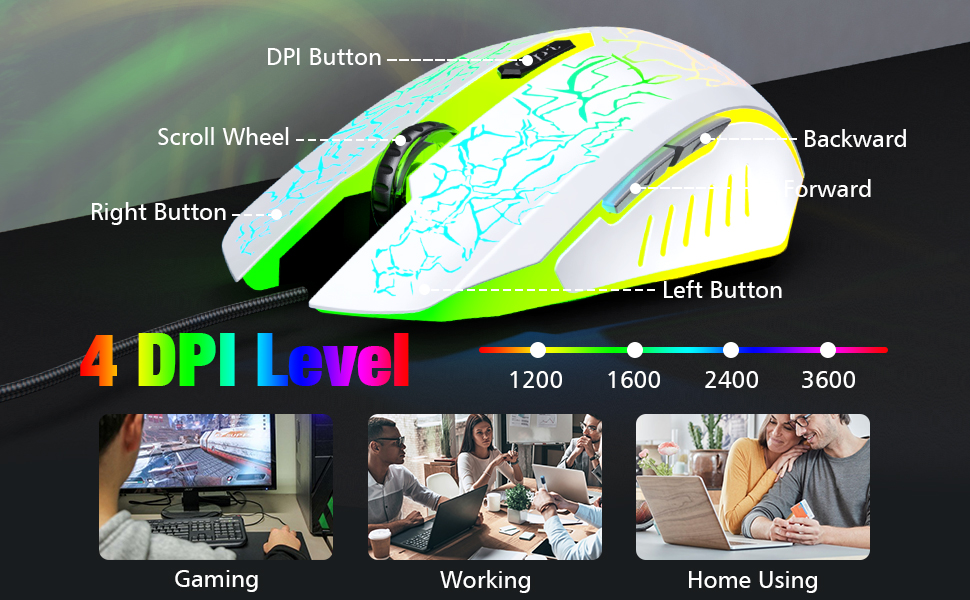 Wired Gaming Mouse, Ergonomic USB Optical Mouse Mice with Chroma RGB Backlit