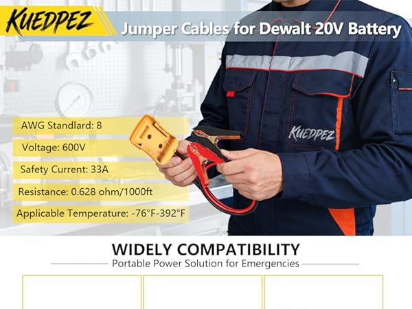jumper cables with alligator clips compatible; jumper cables with adapter