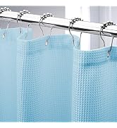 AmazerBath Waffle Shower Curtain, Baby Blue Shower Curtain Fabric Shower Curtain with Waffle Weav...